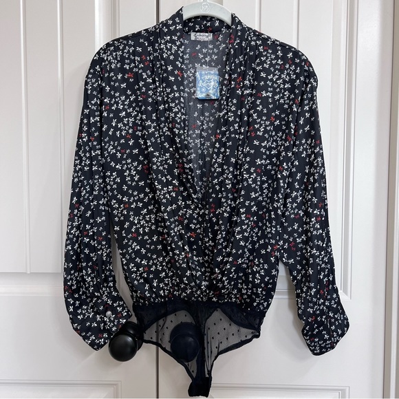 Free People Intimately Bodysuit Butterfly Print in Black/Red/White, Size XS, NWT - Picture 2 of 8